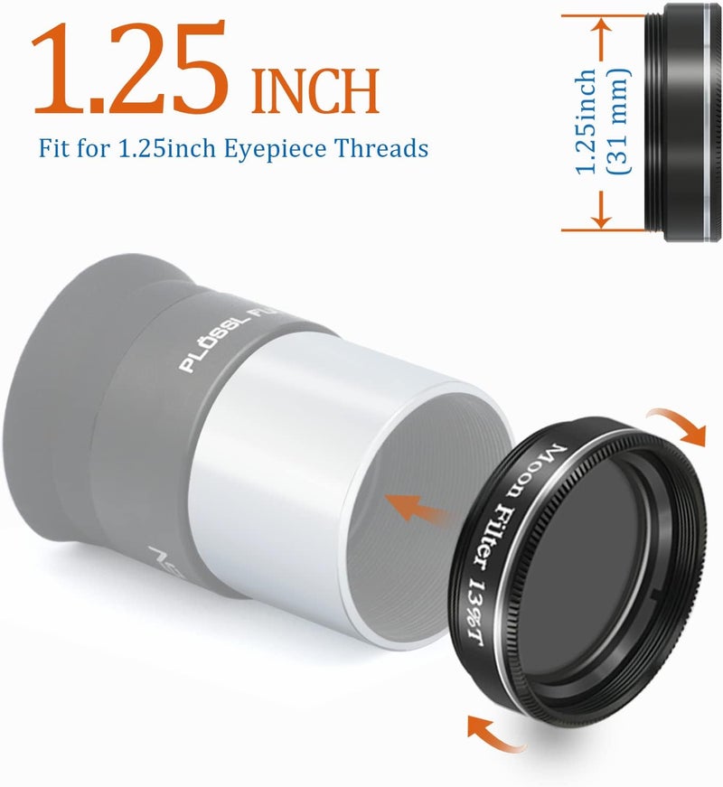 WEOOEN 1.25" Moon Filter for Telescope – ND96 Neutral Density, 13% Transmission, Reduces Lunar Glare - Image 3